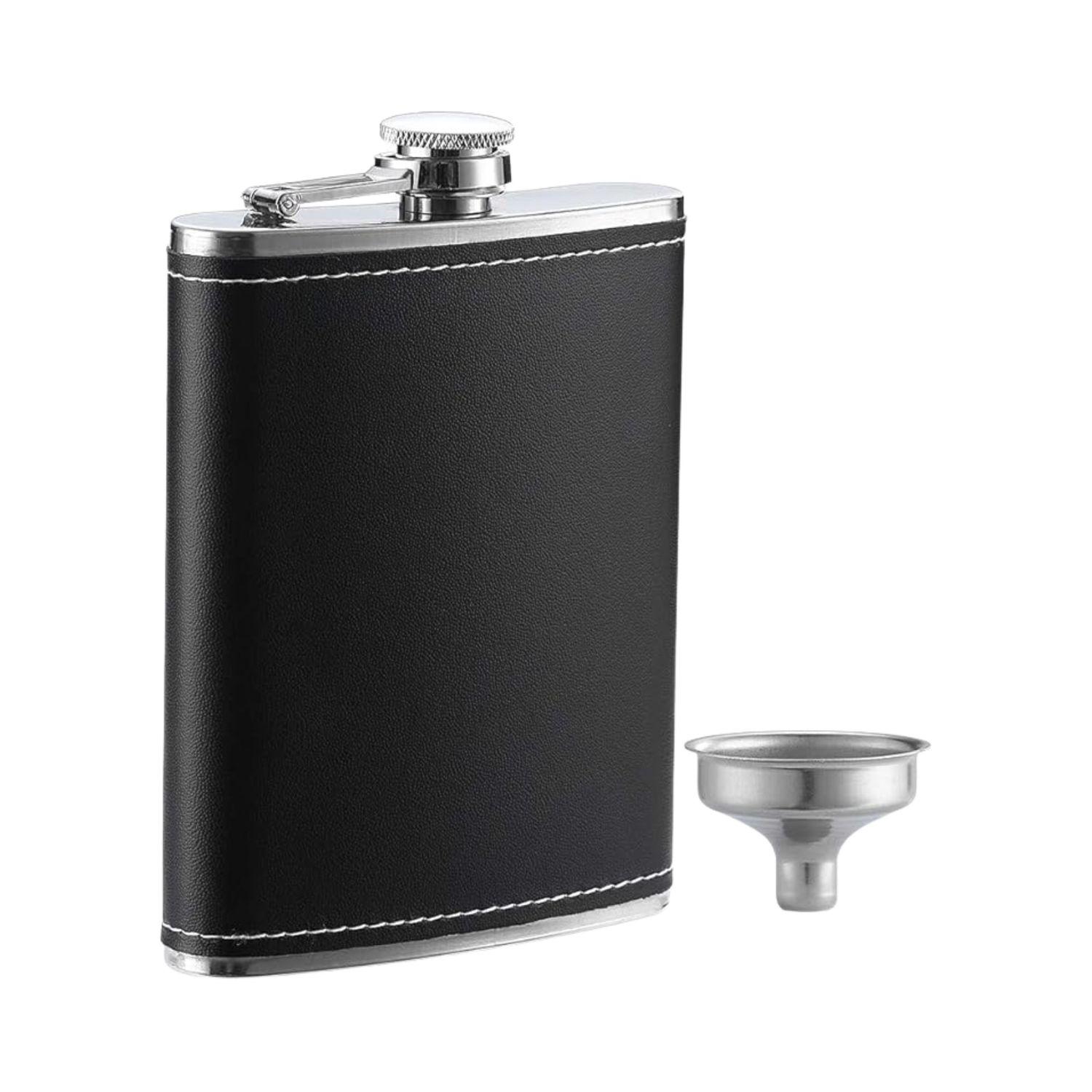 B&amp;F Black Leather Wrapped Flask 8Oz (D*)