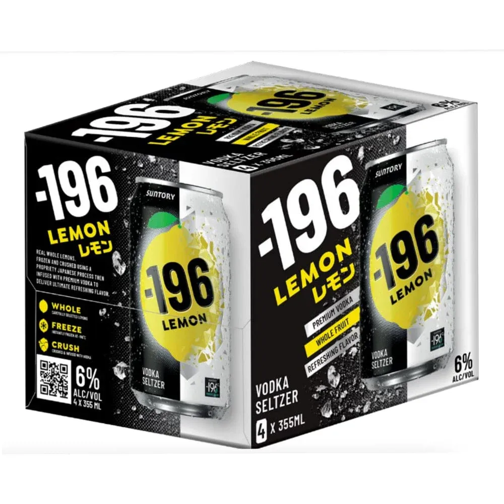 -196 Cocktail Vodka Seltzer Lemon 4pk