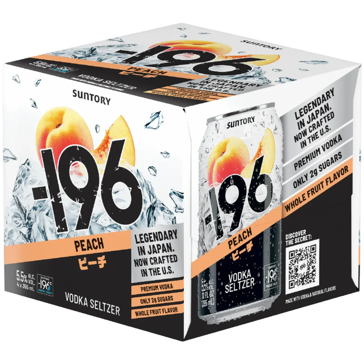 -196 Cocktail Vodka Seltzer Peach 4pk