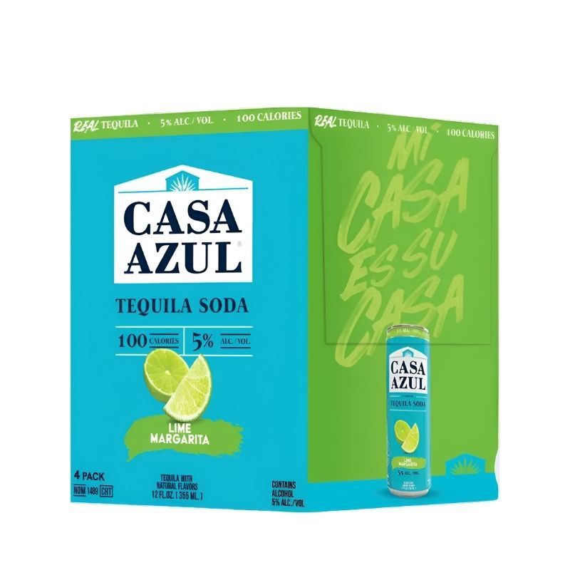 CASA AZUL Lime Margarita Tequila Soda 4 Pack Can