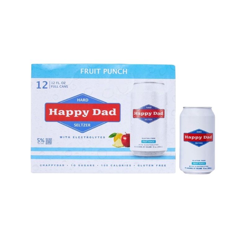 HAPPY DAD Seltzer Fruit Punch 12 Pack 12 oz Cans