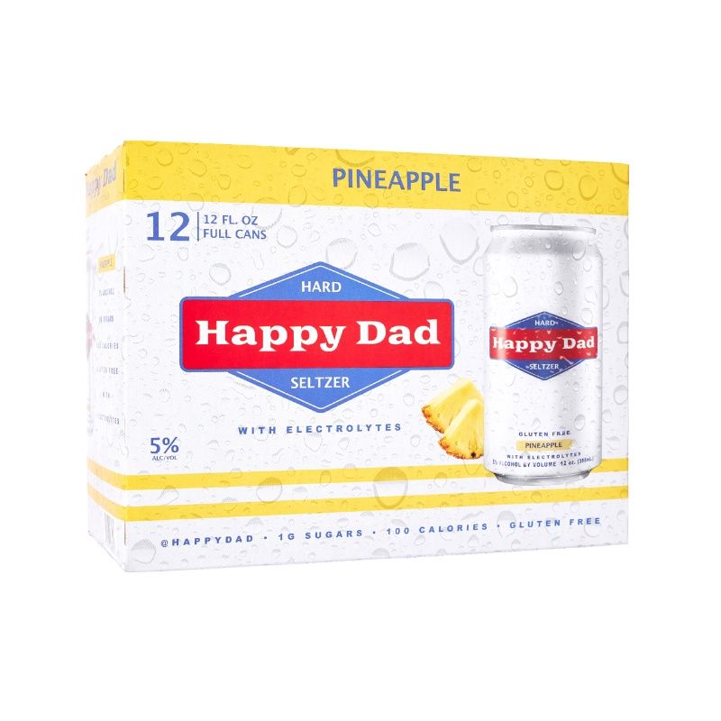 HAPPY DAD Seltzer Pineapple 12 Pack 12 oz Cans