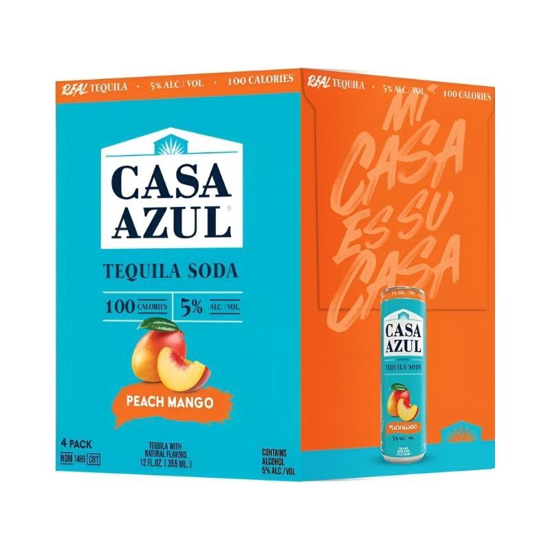 CASA AZUL Peach Mango Tequila Soda 4 Pack Can