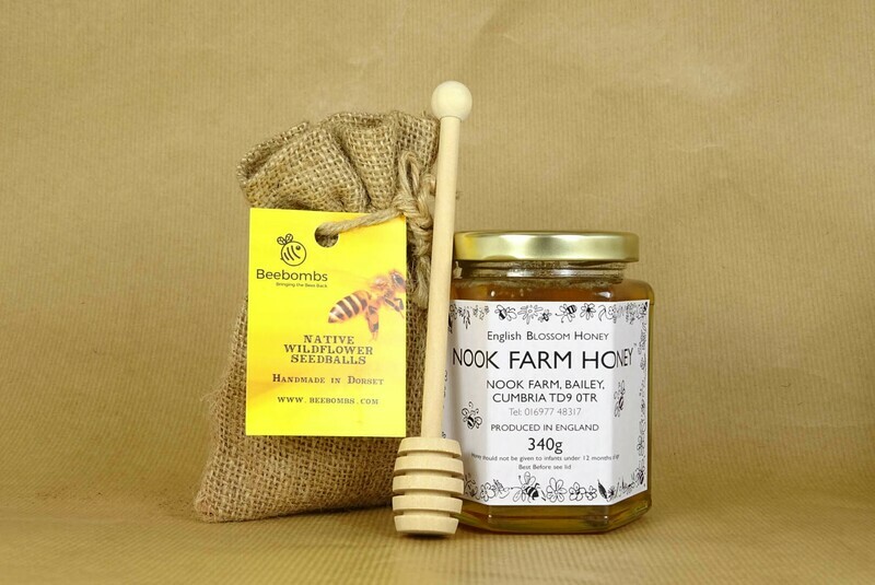 Gift Bundle - English Blossom Honey 340g, Beebomb & Honey Drizzler