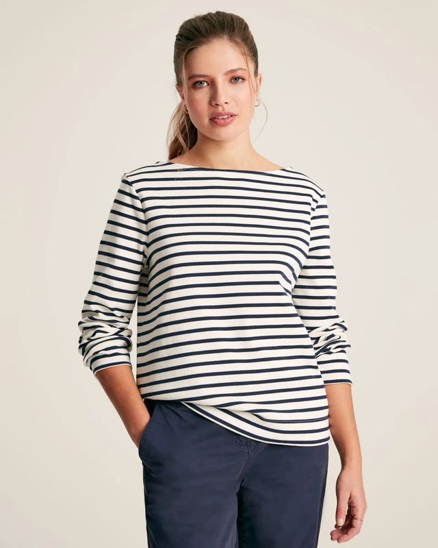 Harbour Top - Cream Navy Stripe