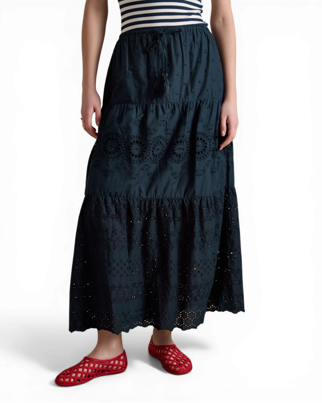 Broderie Skirt Navy