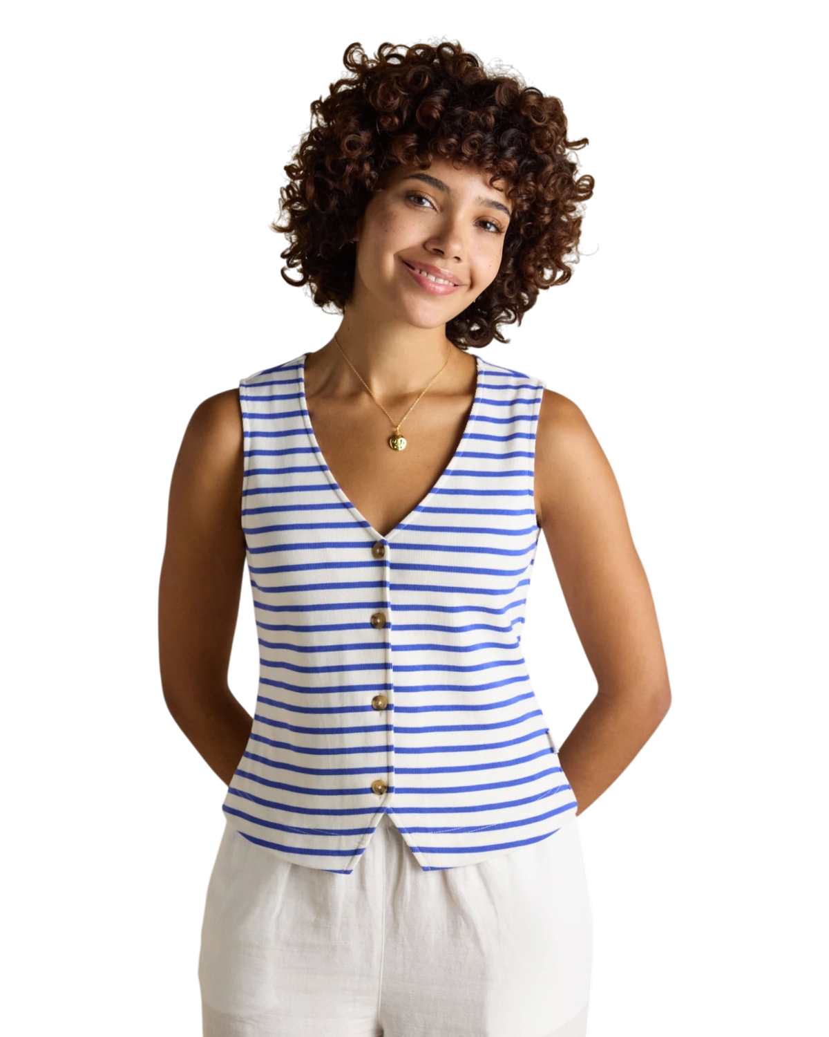Premium Rib Waistcoat Blue Stripe
