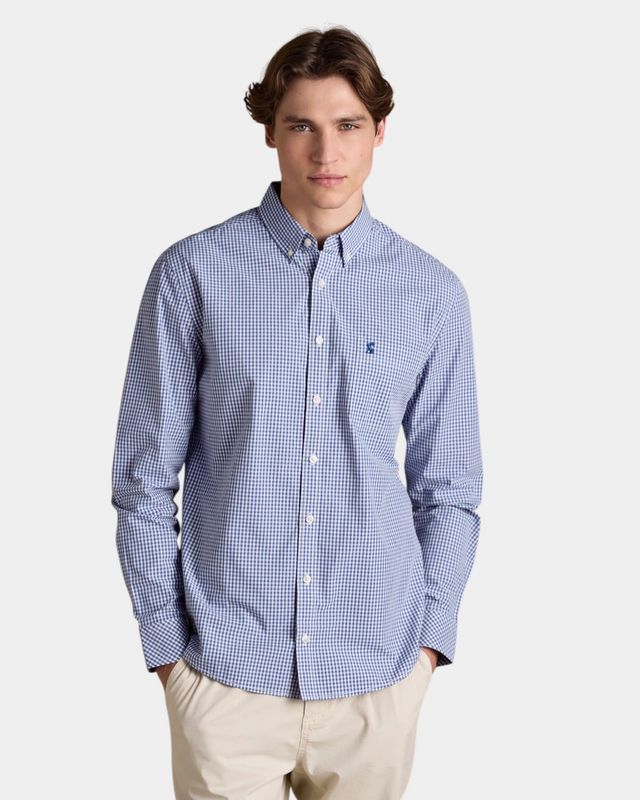 Poplin Gingham Shirt - Blue