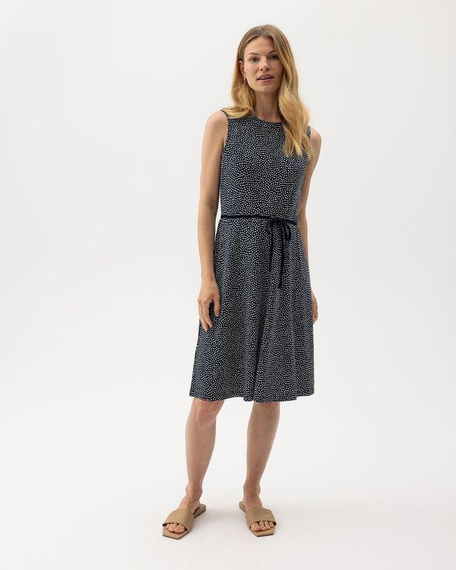 Esther Dress - Navy/Off White Dot