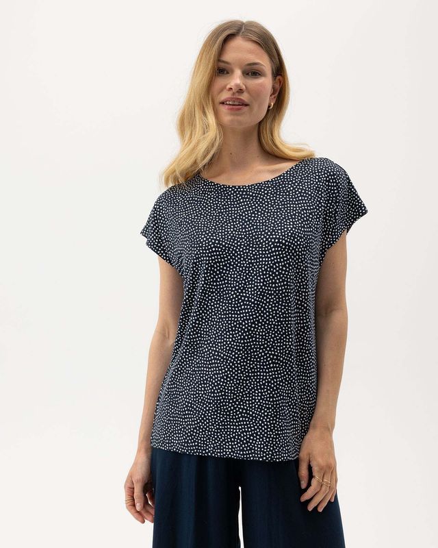 Esther Capsleeve - Navy/Off White Dot