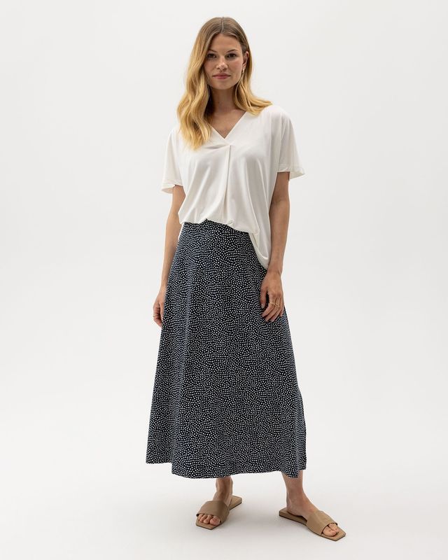 Esther Skirt - Navy/Off White Dot