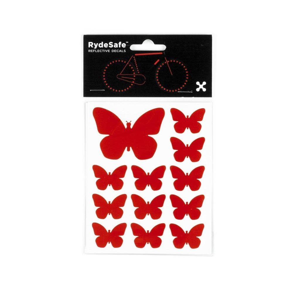 Rydesafe Reflective Butterfly Stickers, Color: Red