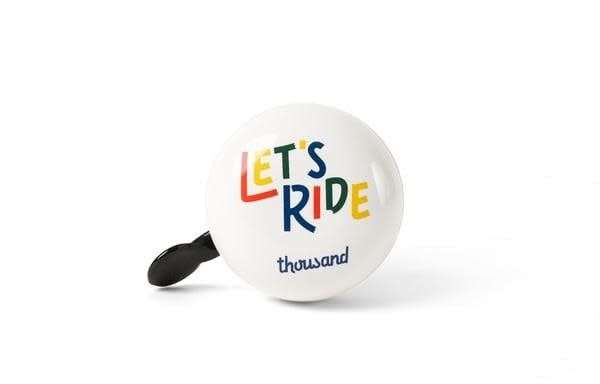 Thousand Jr Bicycle Bell, Color: Let's Ride (White)
