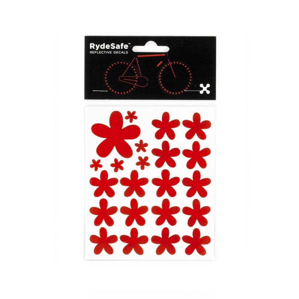 Rydesafe Reflective Flower Stickers, Color: Red