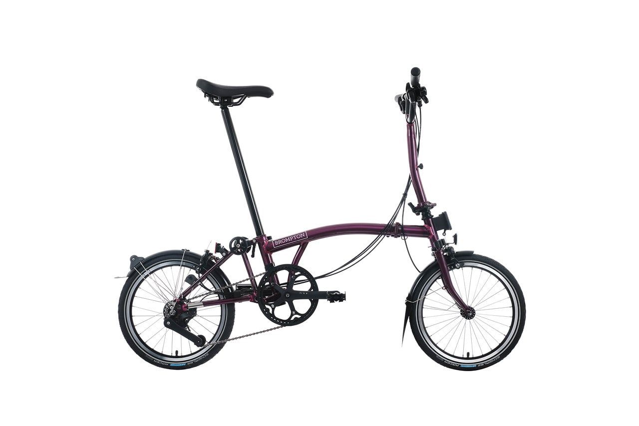 Brompton, C-Line 12-Speed w/Rack, Bar Height: Low Bar w/rack, Colour: Amethyst Lacquer