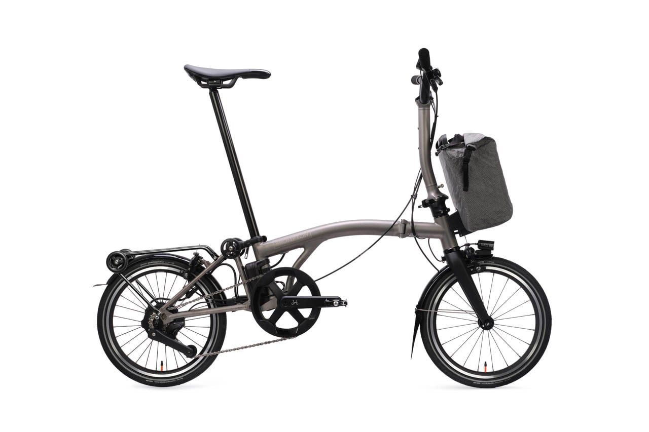 Brompton, T-Line eMotiq 4-Speed, Bar Height: Low Bar, Colour: Raw Titanium
