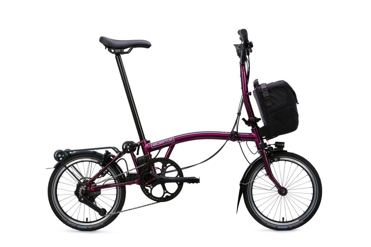 Brompton, C-Line eMotiq 4-Speed, Bar Height: Mid Bar w/rack, Colour: Amethyst Lacquer