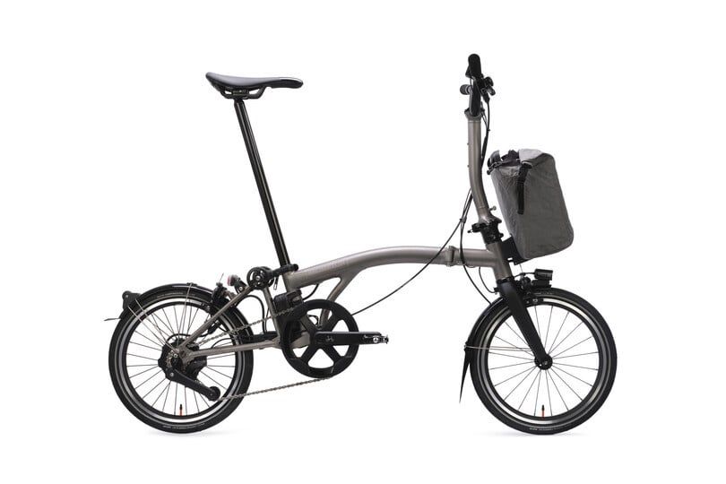Brompton, T-Line eMotiq 1-Speed, Bar Height: Low Bar, Colour: Raw Titanium