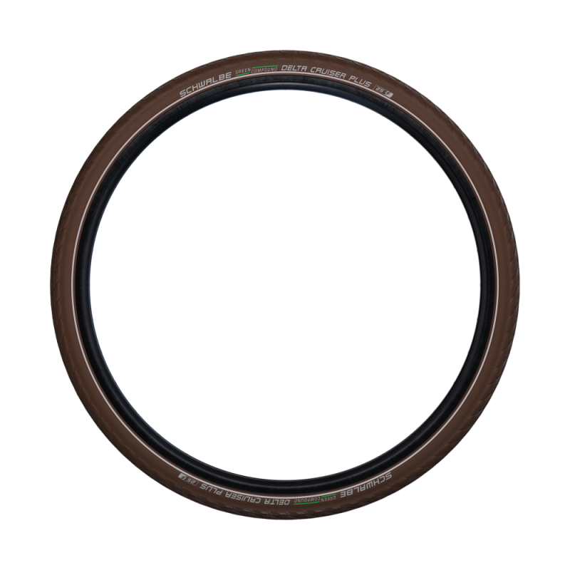 Schwalbe Delta Cruiser Plus Tire 700 x 35c or 28 x 1.40 (37-622) Brown, Reflective Strip, Puncture Guard, SBC, Wire