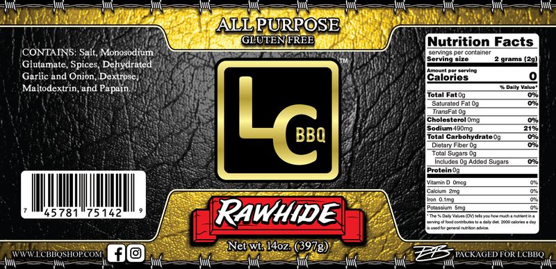 Rawhide - Competition All Purpose Rub -14oz Shaker