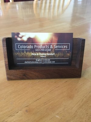 Tilted Wood Business Card Holder