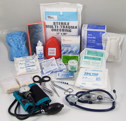 Basic Trauma Fill Kit with BP Cuff and Stethoscope