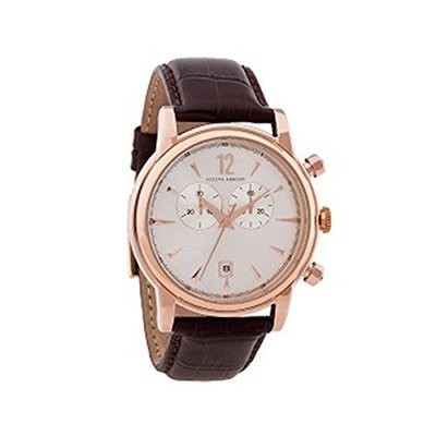 Joseph Abboud Berkshire Collection Men&#39;s Rose Goldtone and Brown Leather Chronograph Watch Ref.8021