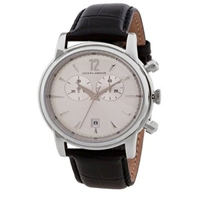 Joseph Abboud Berkshire Collection Men&#39;s Off-white Semi Matte Black Leather Chronograph Watch Ref.8018