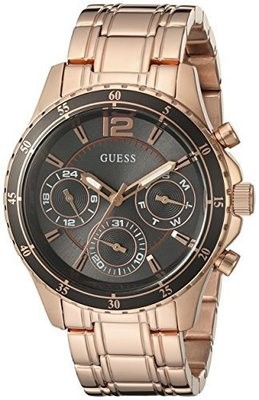 GUESS Women&#39;s U0639L2 Modern Classic Rose Gold-Tone Watch with Grey Multi-Function Dial