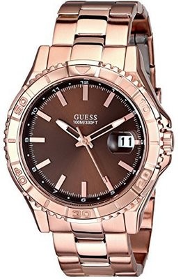GUESS Men&#39;s U0244G6 Classic Rose Gold-Tone Watch with Brown Dial