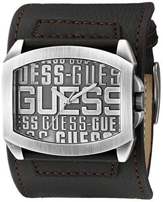 GUESS Men&#39;s U0360G2 Iconic Brown Genuine Leather Casual Watch
