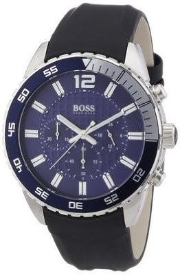 Hugo Boss Blue Dial Stainless Steel Rubber Chrono Quartz Men&#39;s Watch 1512803