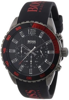 Hugo Boss Watch, Men&#39;s Chronograph Red and Black Silicone Strap 44mm 1512901