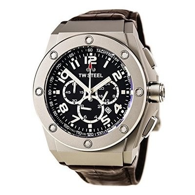 TW Steel Men&#39;s CE4014 CEO Tech Analog Quartz Brown Leather Watch