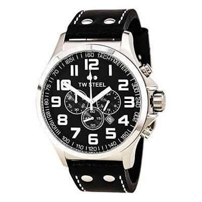 TW Steel Pilot Chronograph Black Leather Mens Watch TW413
