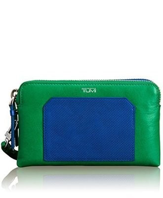 Tumi Prism Double Zip Leather Phone Case, Leaf/Atlantic, One Size