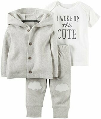 Carter&#39;s Unisex Baby 3 Pc Sets 126g263, Heather, 3 Months
