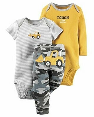 Carter&#39;s Baby Boys 3 Pc Back Art 126g401, Yellow, 9 Months