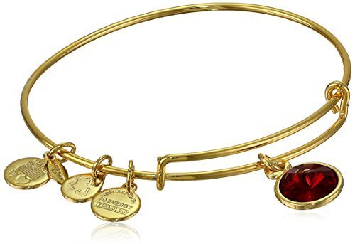 Alex and Ani &quot;Bangle Bar&quot; January Imitation Birthstone Gold-Tone Expandable Bracelet