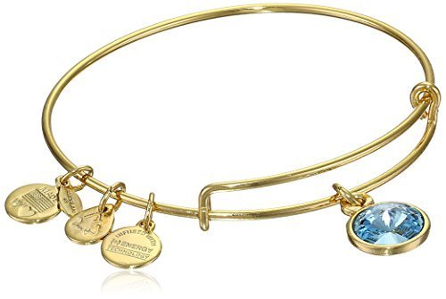 Alex and Ani &quot;Bangle Bar&quot; March Imitation Birthstone Gold-Tone Expandable Bracelet