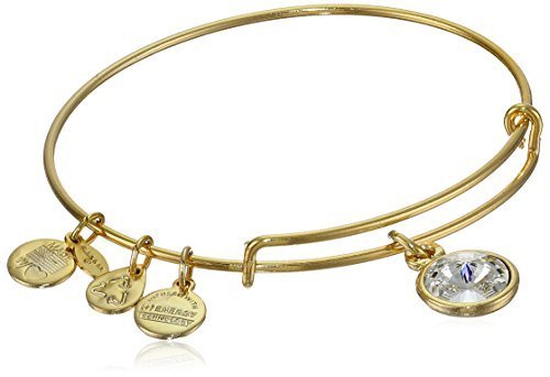 Alex and Ani &quot;Bangle Bar&quot; April Imitation Birthstone Gold-Tone Expandable Bracelet