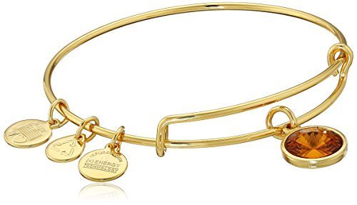 Alex and Ani &quot;Bangle Bar&quot; November Imitation Birthstone Gold-Tone Expandable Bracelet