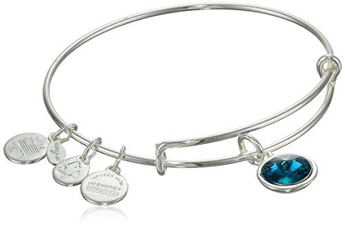 Alex and Ani &quot;Bangle Bar&quot; December Imitation Birthstone Shiny-Silver Tone Expandable Bracelet