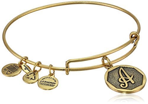 Alex and Ani Rafaelian Gold-Tone Initial &quot;A&quot; Expandable Wire Bangle Bracelet, 2.5&quot;