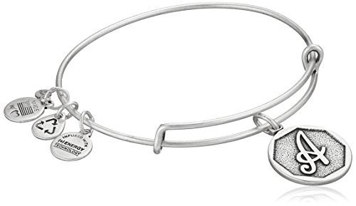 2.5 Alex and Ani Rafaelian Silver-Tone Initial S Expandable Wire Bangle Bracelet 