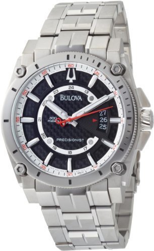 Bulova Men&#39;s 96B133 Precisionist Champlain Black Dial Titanium Bracelet Watch