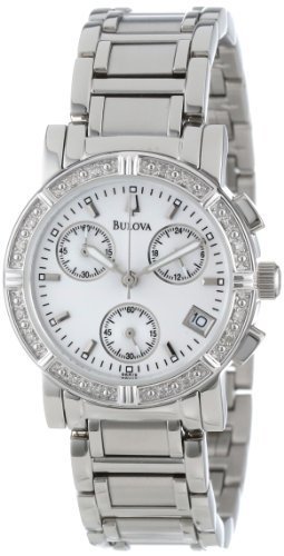 Bulova Women&#39;s 96R19 Diamond-Studded Chronograph Watch