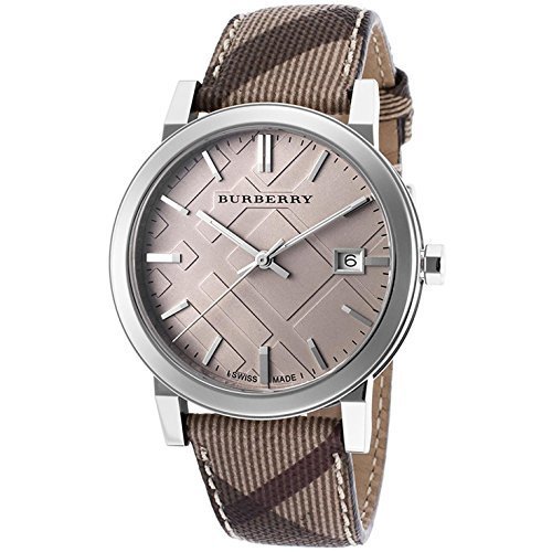 Burberry Embossed Beige Dial Stainless Steel Leather Quartz Ladies Watch BU9029