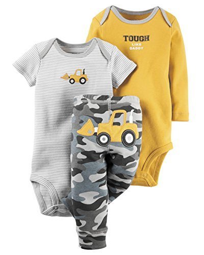Carter&#39;s Baby Boys 3 Pc Back Art 126g401, Yellow, 3 Months