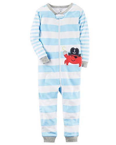 Carter&#39;s Little Boys&#39; 1-Piece Snug Fit Footless Cotton Pajamas (3T, Blue Crab)